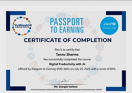 UNICEF P2E Certificate Sample 1