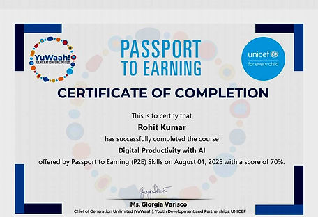 UNICEF P2E Certificate Sample 2
