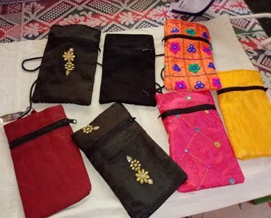 Finished fabric pouches and bags made from waste cloth in Goa